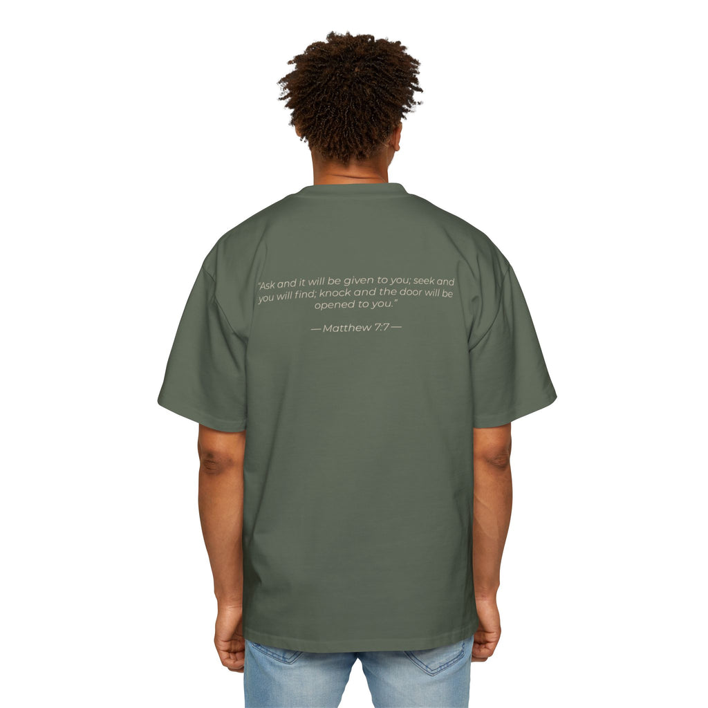 "Ask Seek Knock" Matthew 7:7 Oversized Heavyweight Tee