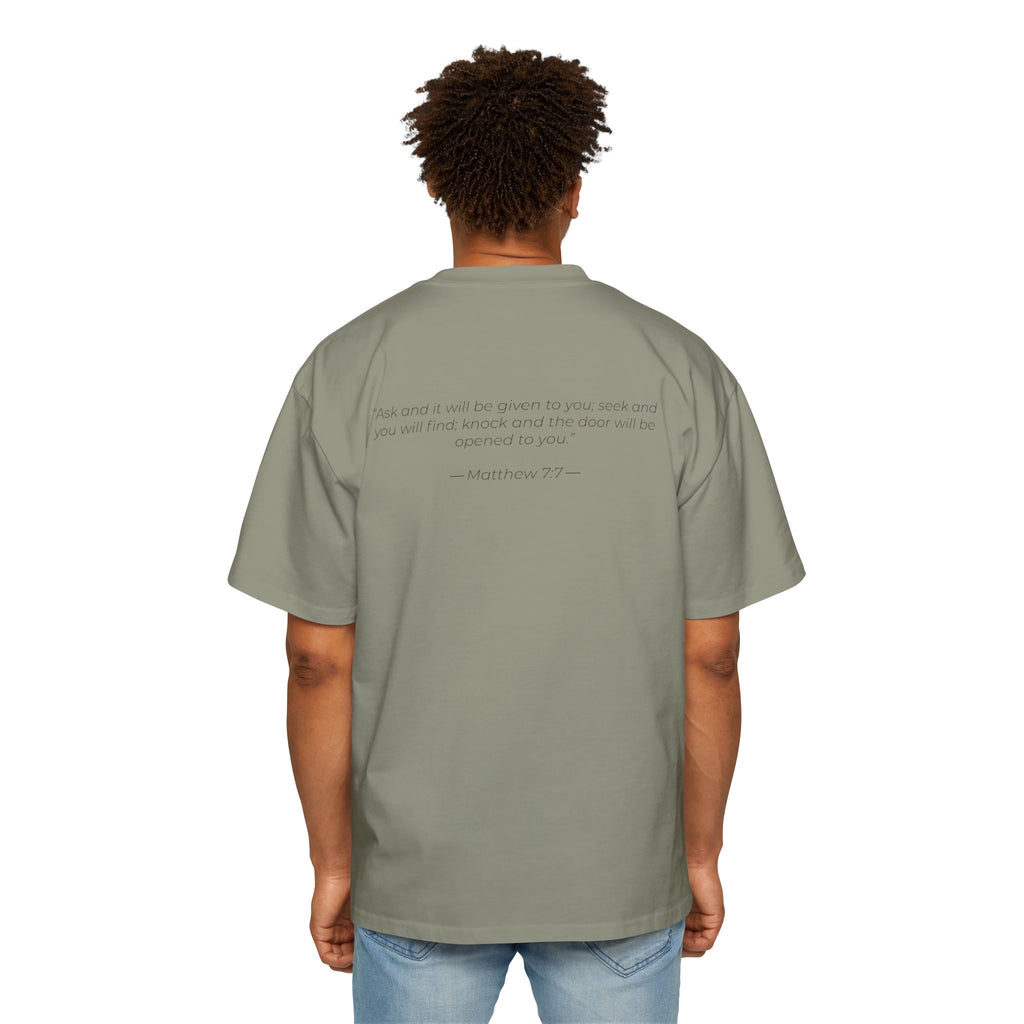 "Ask Seek Knock" Matthew 7:7 Oversized Heavyweight Tee