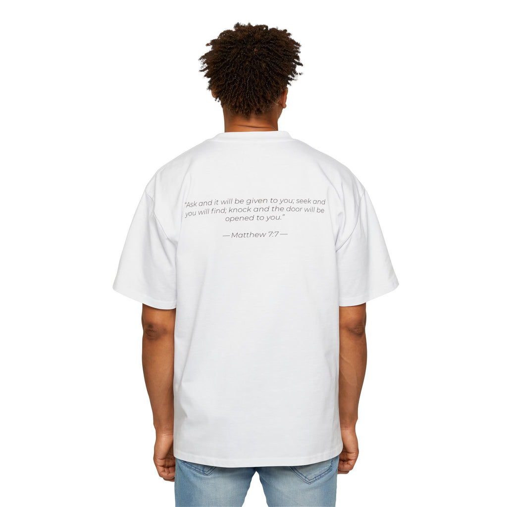 "Ask Seek Knock" Matthew 7:7 Oversized Heavyweight Tee